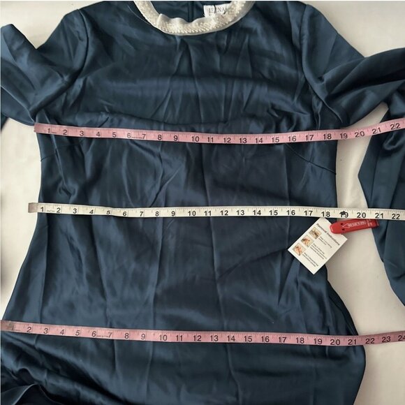 NWT IEENA Mac Duggal [ 10 ] Satin Long Blouson Sleeve Gown Sapphire Blue‎ #Q477 - Picture 6 of 16